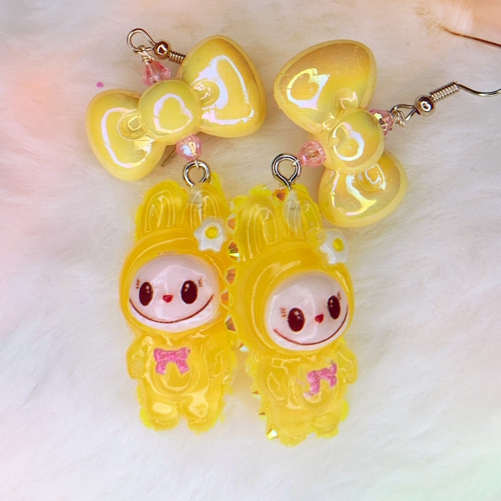 Yellow Labubu earrings